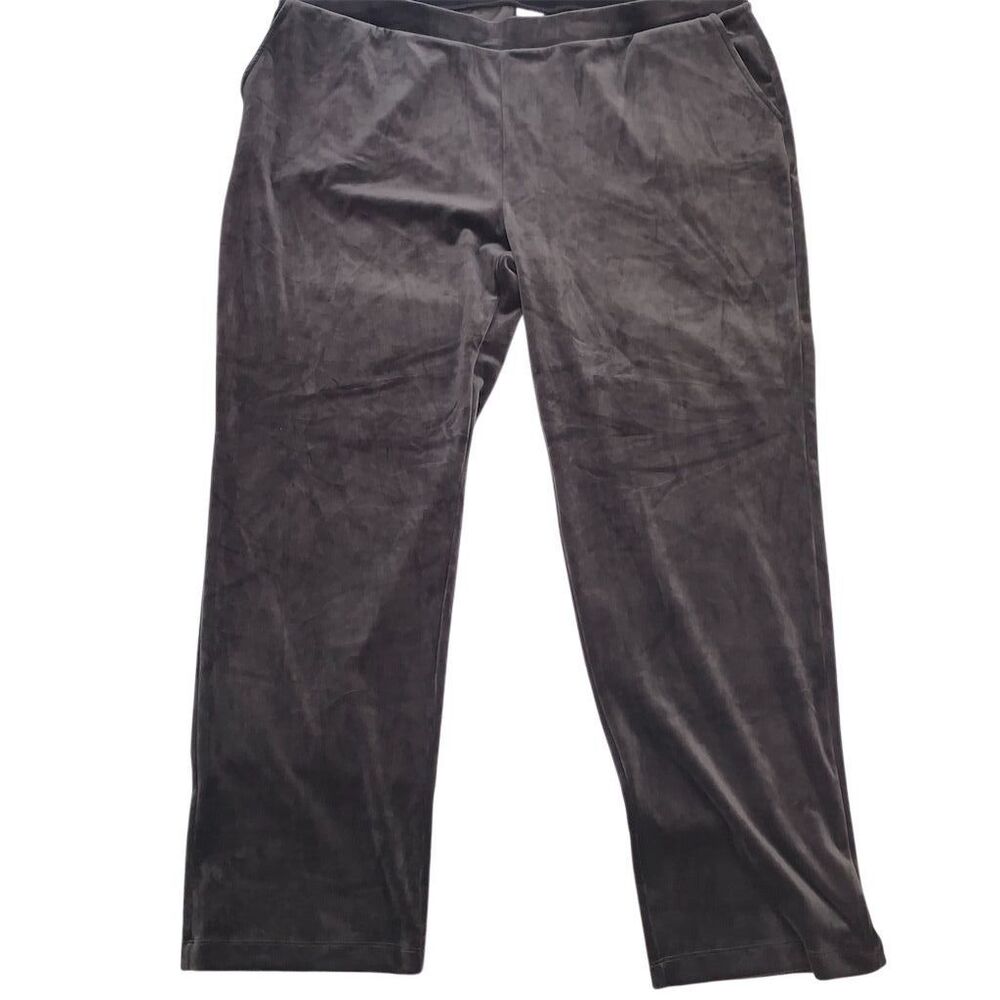 Chico's Zenergy Women's Gray Velour Sweatpants Size 4 (20/22)‎ Casual Pull-On